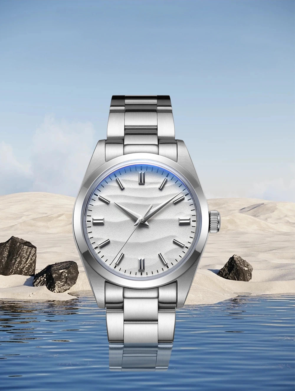 The Nomad ∞ Sandbørstet analog klokke med et japansk mekakvartshjerte